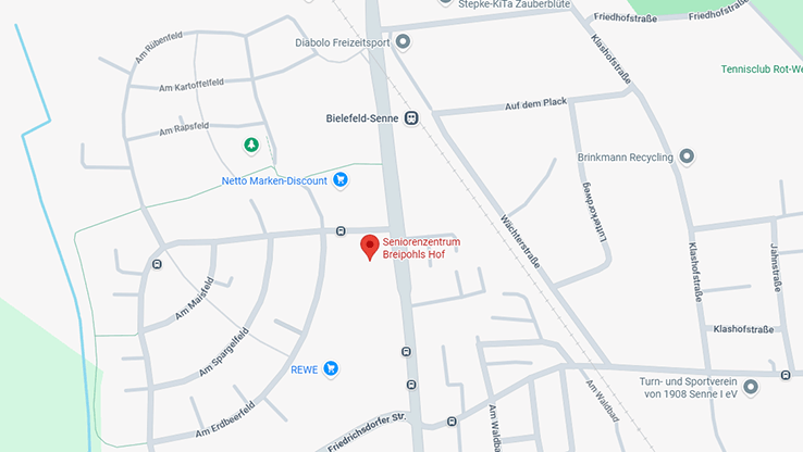 Karte der Lage  des Seniorenzentrums Breipohls Hof in Bethel